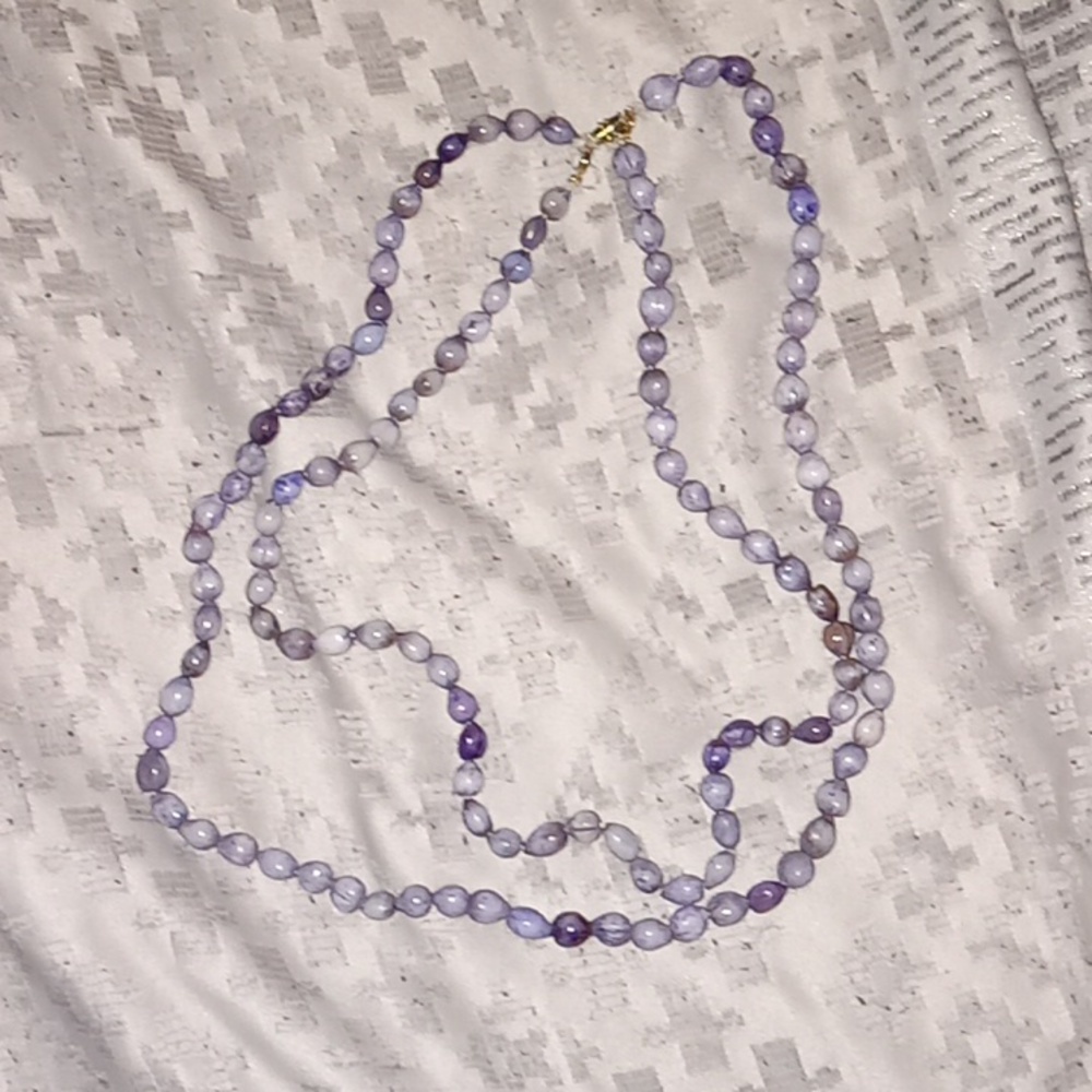 Purple Beaded two Necklace Set